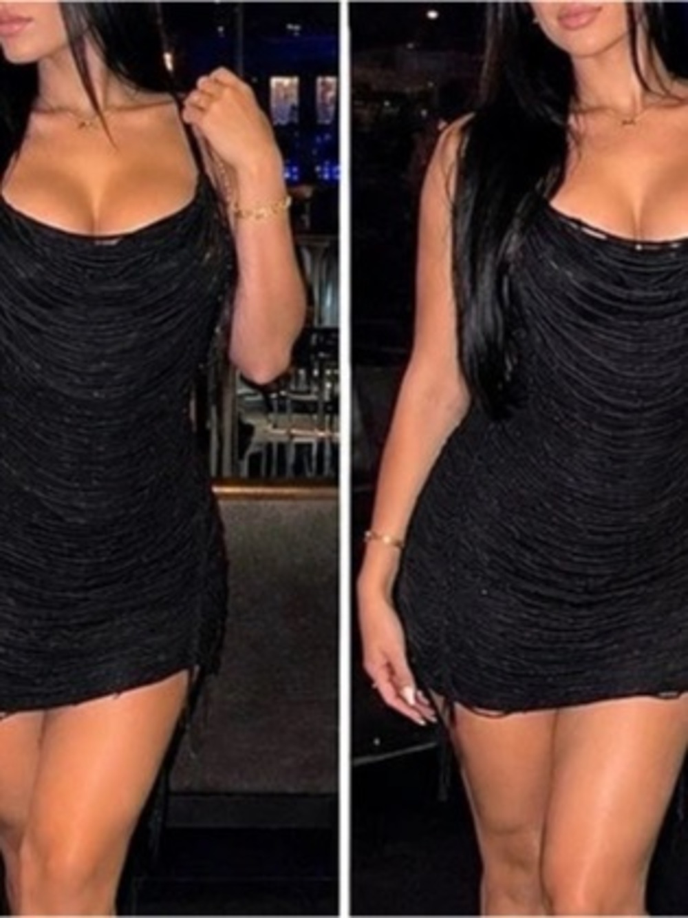 Black Draped Mini Dress Like New